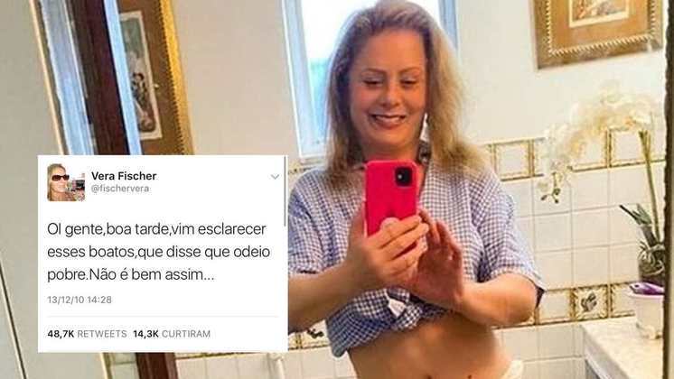 Quem foi que disse que a Vera Fischer odeia pobres? A atriz usou o Twitter para esclarecer os rumores e disse que 
