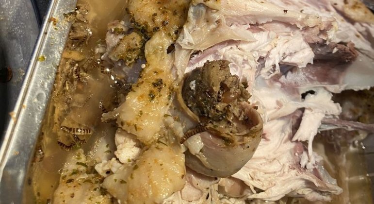 Vermes rastejaram para fora de frango e destruíram refeição família de família britânica