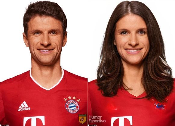 Versão feminina dos jogadores de futebol: Thomas Müller.