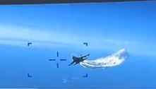 Vídeo mostra o momento em que caça russo atinge drone dos EUA em voo sobre o mar Negro
