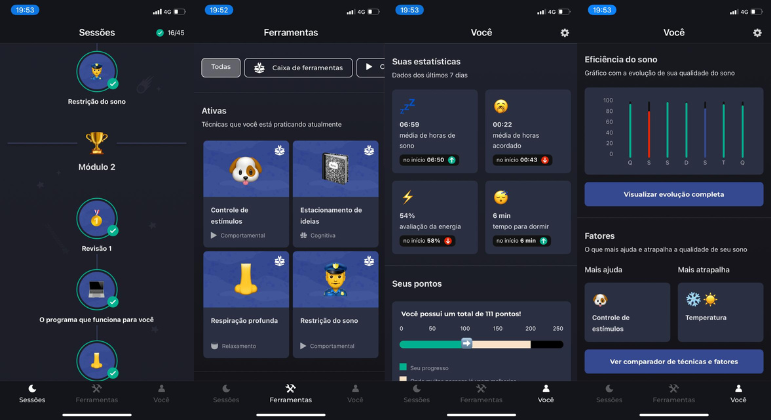 Plataforma  explica ao usuário cada etapa do tratamento e o que pode estar atrapalhando o seu sono