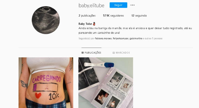 Perfil do bebê de Viih Tube e Eliezer
