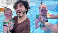 Filha de Viih Tube e Eliezer enche a web de fofura ao tomar primeiro banho de piscina 