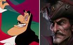 Capitão GanchoO pirata mais temido da Terra do Nunca ganhou olhos verdes ao se tornar 'humano' e o bigode característico da animação foi mantido. O 'capitão está perfeito', disse um usuário