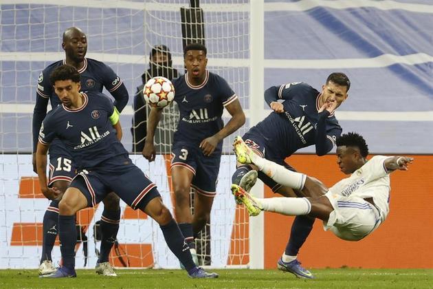 Vini Jr. Vinicius junior, vini jr, marquinhos, kimpembe, danilo, real madrid, psg