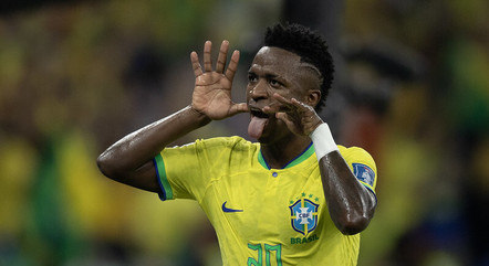 Vinícius Jr. em ação pela seleção brasileira