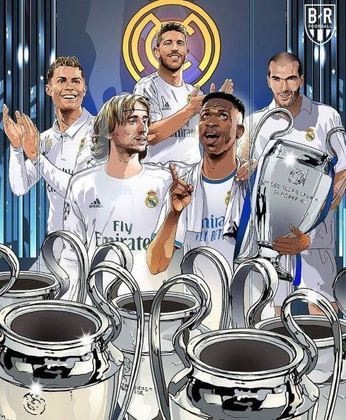 Vinicius Júnior, Salah, Courtois e muito mais: jogadores protagonizam memes do título do Real Madrid sobre o Liverpool.