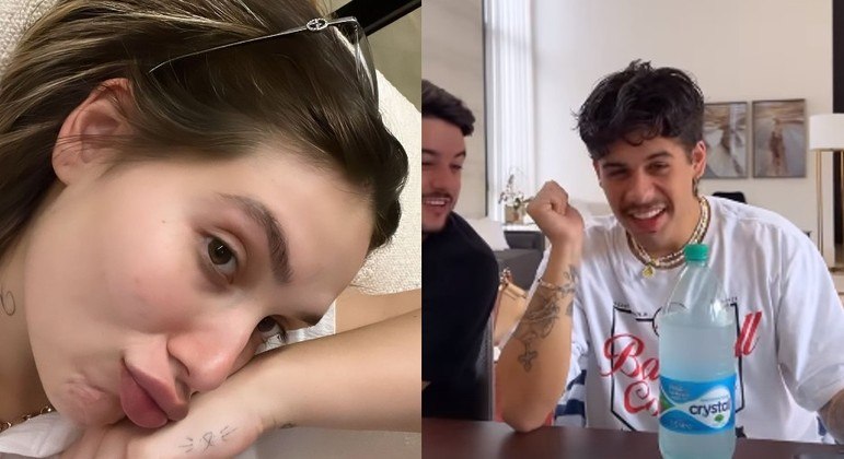 Virginia com olheiras e Zé Felipe tomando água para se recuperar de ressaca pós-festa