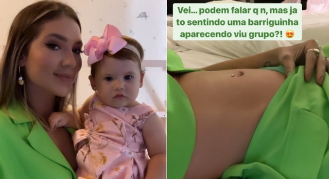 No Instagram, Virginia posou com Maria Alice e mostrou a barriga de grávida
