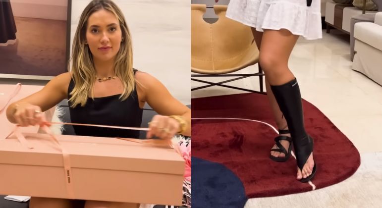 Virginia Fonseca ganha botas-chinelos de presente da sogra