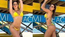 Virginia posa de biquíni em praia de Miami, e fãs vão à loucura: 'A mãe mais amada e odiada do Brasil'