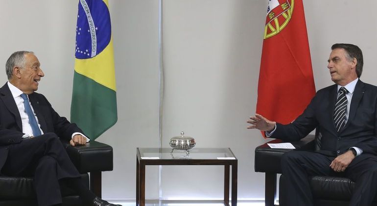 Presidente de Portugal, Marcelo Rebelo, e presidente do Brasil, Jair Bolsonaro