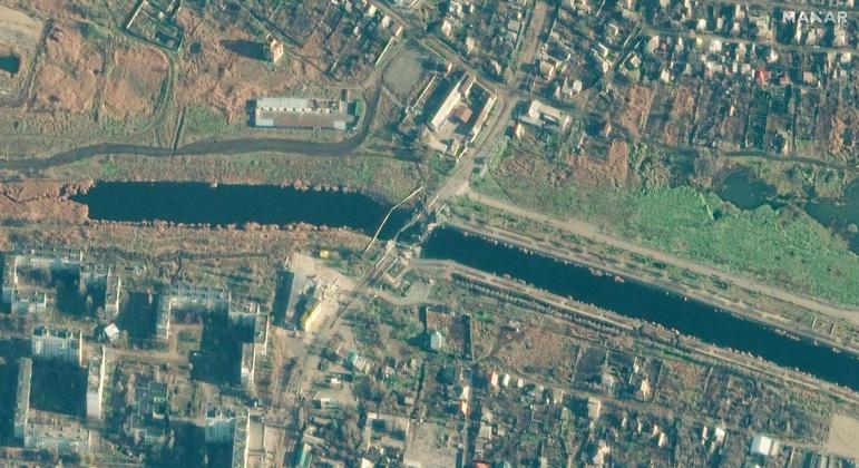 Vista area da cidade ucraniana de Bakhmut, um dos locais de confronto durante cessar-fogo
