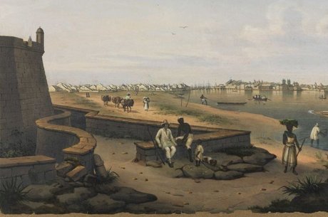 Vista da cidade do Recife a partir do Forte de São João Batista do Brum por volta de 1800