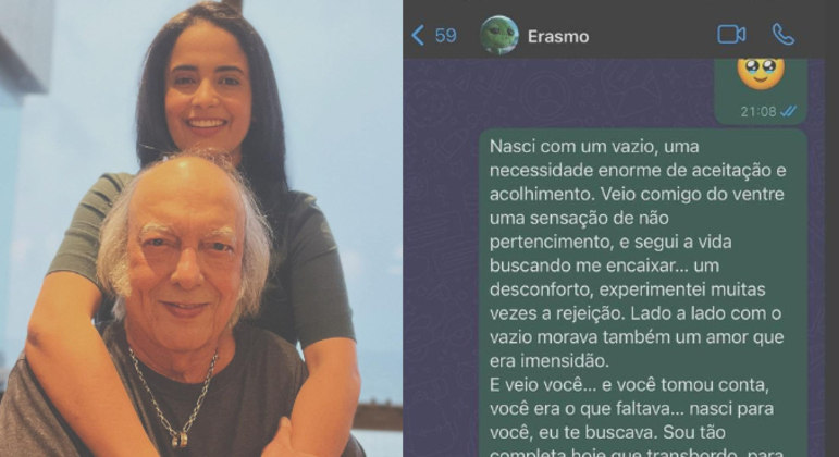 Viúva de Erasmo Carlos mostra última conversa com o cantor
