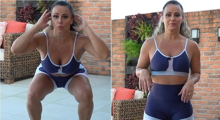 Viviane Araújo exibiu pernas definidas durante treino