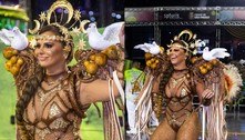Viviane Araujo usa fantasia nude e arrasa no primeiro desfile como rainha de bateria após a gravidez