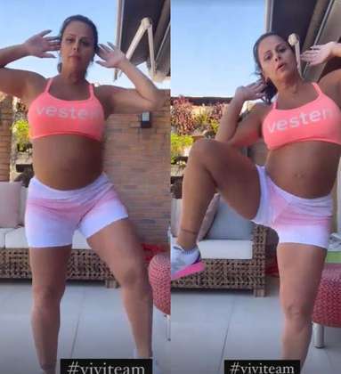 Durante a gestação, a atriz não largou as redes sociais e chamou a atenção dos seguidores ao mostrar a rotina, com direito a exercícios físicos diários