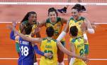 Time feminino de vôlei do Brasil supera o Japão por 3 sets a 0 (25-16, 25-18 e 26-24) e engata a terceira vitória consecutiva na etapa classificatória