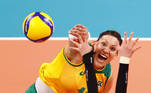 Tokyo 2020 Olympics - Volleyball - Women's Pool A - Brazil v South Korea - Ariake Arena, Tokyo, Japan – July 25, 2021. Tandara of Brazil in action with Park Jeongah of South Korea. REUTERS/Carlos Garcia Rawlins
