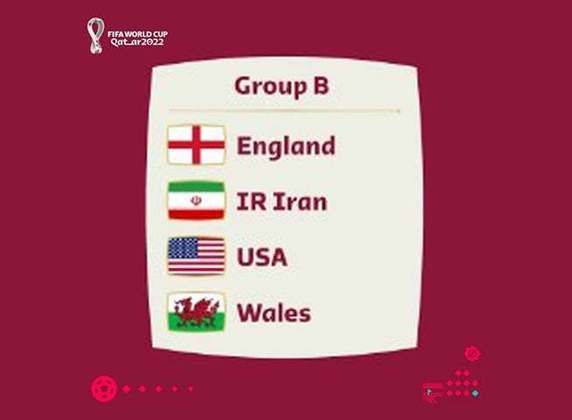 Voltemos aos grupos. O B tem Estados Unidos, Inglaterra, Irã e País de Gales. 