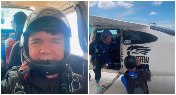 Waldonys postou fotos e vídeos antes do salto de paraquedas 