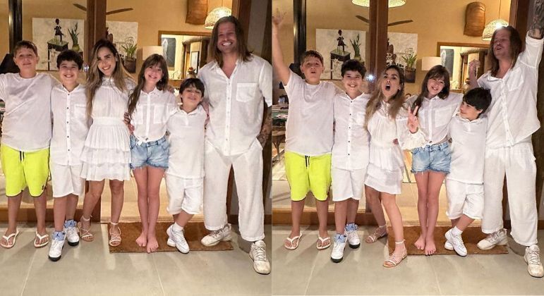 Wanessa Camargo e Dado Dolabella, com os filhos reunidos