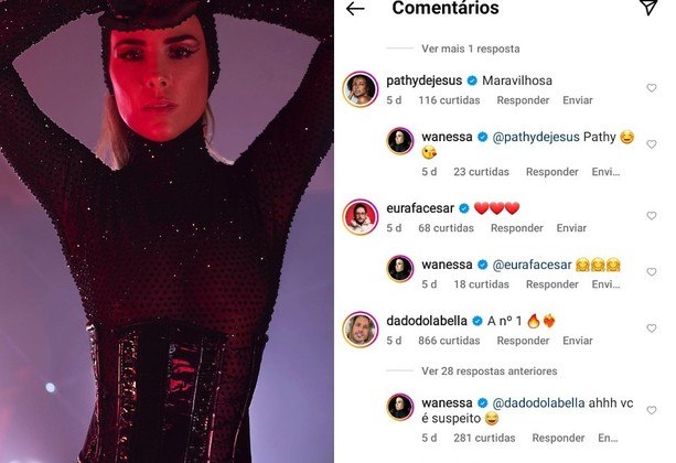 No domingo (16), Wanessa compartilhou nas redes sociais um vídeo com trechos do show, e Dado fez questão de elogiar a amada. 