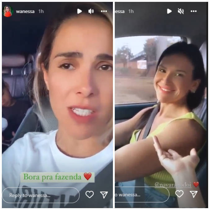 Wanessa mostrou a prima dirigindo a caminho da fazenda: 'Motorista particular'