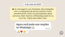 WhatsApp começa a liberar reações por emojis nas conversas pelo app