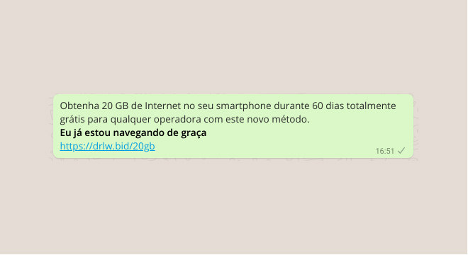 Mensagem com a suposta promoção que está circulando pelo WhtsApp