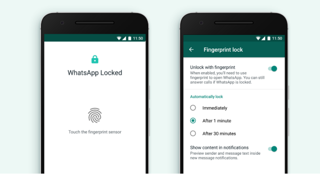 WhatsApp libera o bloqueio no aplicativo por impressão digital 