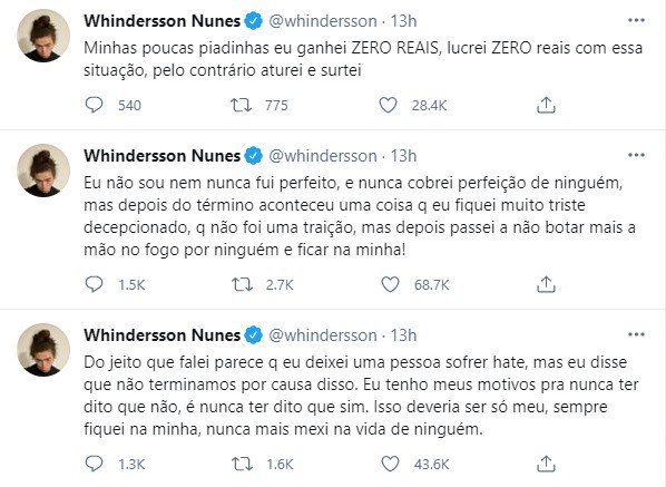 Whindersson Nunes volta a falar sobre o assunto