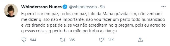 Whindersson Nunes diz que a namorada está sofrendo ameaças