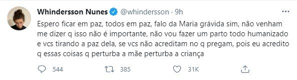 Whindersson Nunes diz que a namorada está sofrendo ameaças