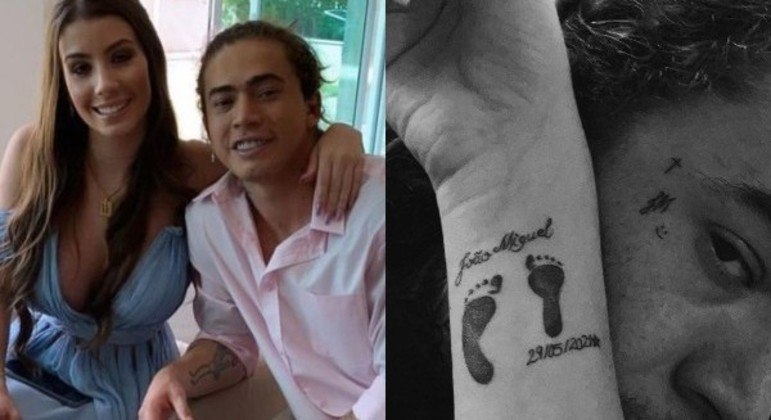 No começo do mês, ele e a noiva, Maria Lina Deggan, fizeram tatuagens em homenagens ao filho
