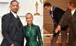 Jada e o marido, Will Smith, no Oscar 2022. Smith deu um tapa na cara do comediante Chris Rock, que fez piada com a cabeça raspada de Jada