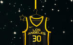 Los Angeles Sparks - camiseta número 2: Com um campo negro delimitado por listras amarelas e dezenas de estrelas brilhantes, o uniforme incorpora o brilho sem limites da Cidade dos Anjos. O uniforme também lembra o Black Mamba dos Lakers, desenhado por Kobe Bryant