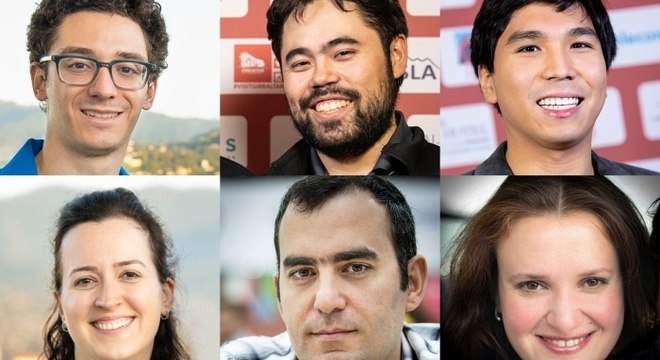 Os EUA: Caruana, Nakamura, So, Krush, Domínguez-Perez e Zatonskih