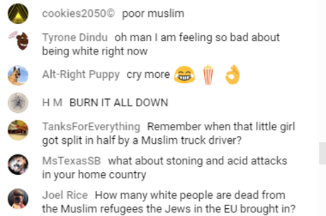 Comentários criticando judeus e muçulmanos
