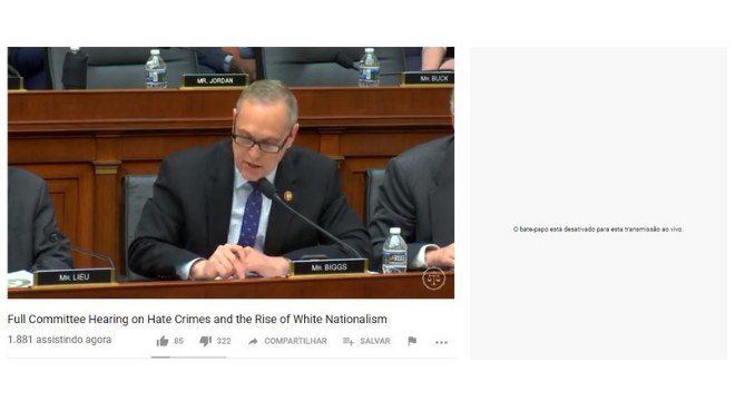 YouTube bloqueou bate-papo por comentários racistas em transmissão ao vivo