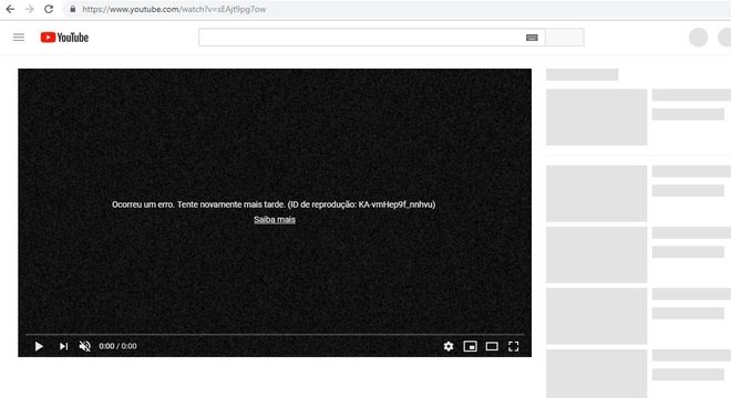 Aplicativo de vÃ­deos ficou indisponÃ­vel e apresentando erros