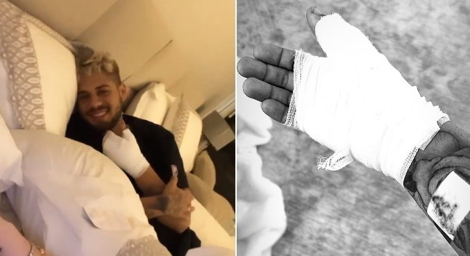 Sertanejo Zé Felipe enfaixou uma das mãos após se cortar
