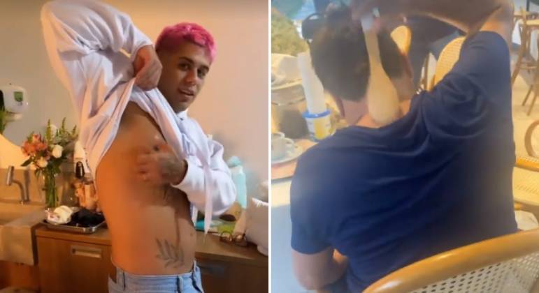 Leonardo e o filho Zé Felipe (à esq) foram diagnosticados com sarna humana