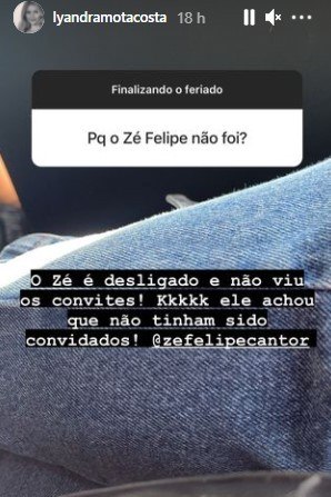 Filha de Leandro revela por que Zé Felipe não foi em seu noivado
