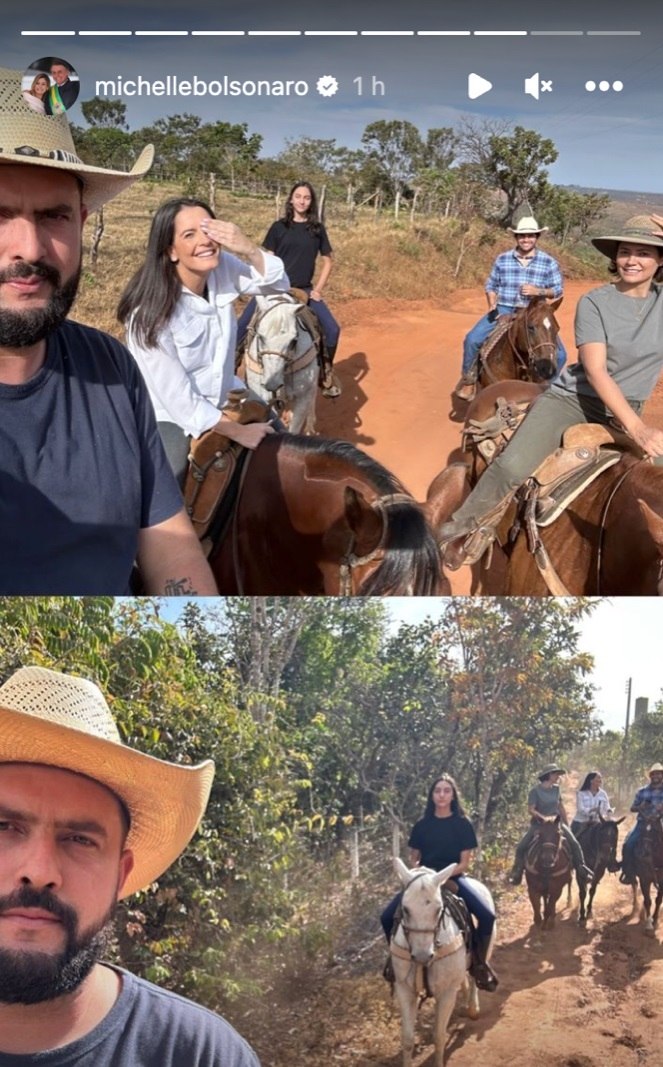 Zé Trovão passeou a cavalo com os Bolsonaro
