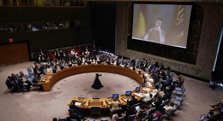 Presidente da Ucrânia discursa em reunião do Conselho de Segurança da ONU