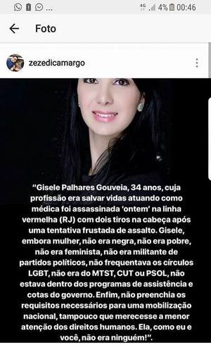 Cantor compara tragédia de 2016 com a de Marielle Franco